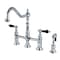 Kingston Brass KS1271PKLBS Duchess Bridge Kitchen Faucet W/ Brass Sprayer, Chrome KS1271PKLBS - alternate 1
